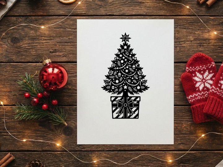 Árvore de Natal Decorativa com Caixa de Presente para Celebrações Festivas