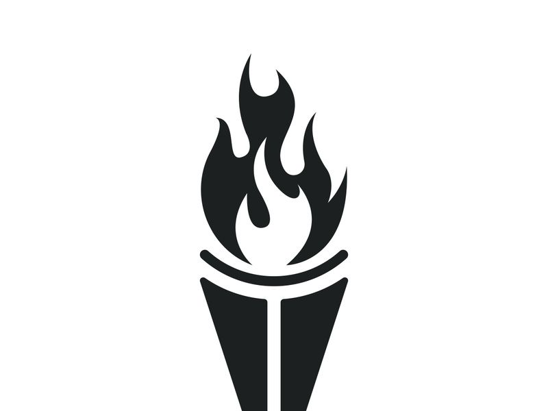 Burning Torch Fire Flame with Pillar column logo design
