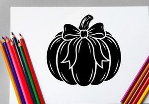 Stylized Halloween Pumpkin with Bow for Fall Decor and Celebrations