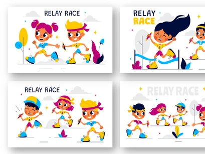 8 Relay Race Sports Illustration