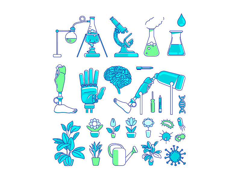 Science experiment blue linear objects set