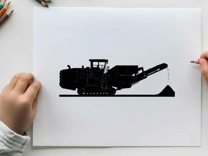 Silhouette of a large industrial crusher machine