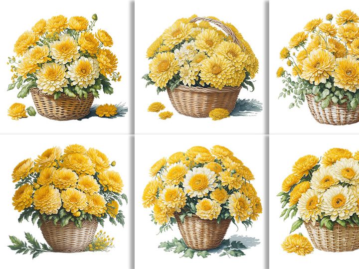 Watercolor Flower Basket Design