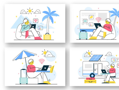 10 Digital Nomad Lifestyle Illustration
