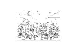 Halloween kids trick or treat happy vector illustration
