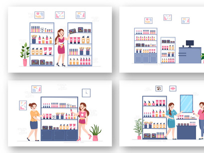 12 Cosmetics Store Illustration