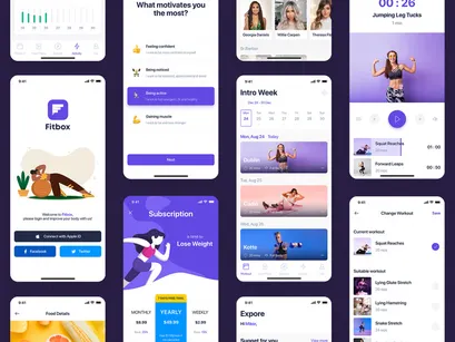 Fitbox - Workouts & Meal Planner UI Kit for Figma