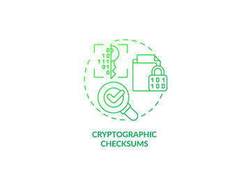 Cryptographic checksums green gradient concept icon preview picture