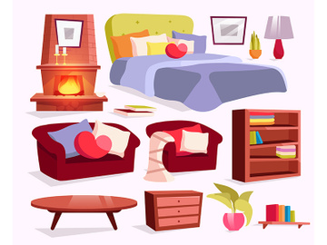 Classic furniture flat vector illustrations set preview picture
