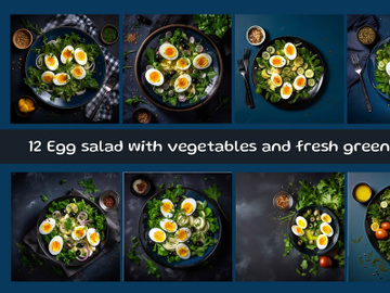 Egg salad with vegetables and fresh green herbs preview picture