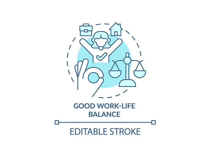 Good work-life balance turquoise concept icon