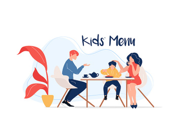 Kids menu flat color vector faceless characters preview picture