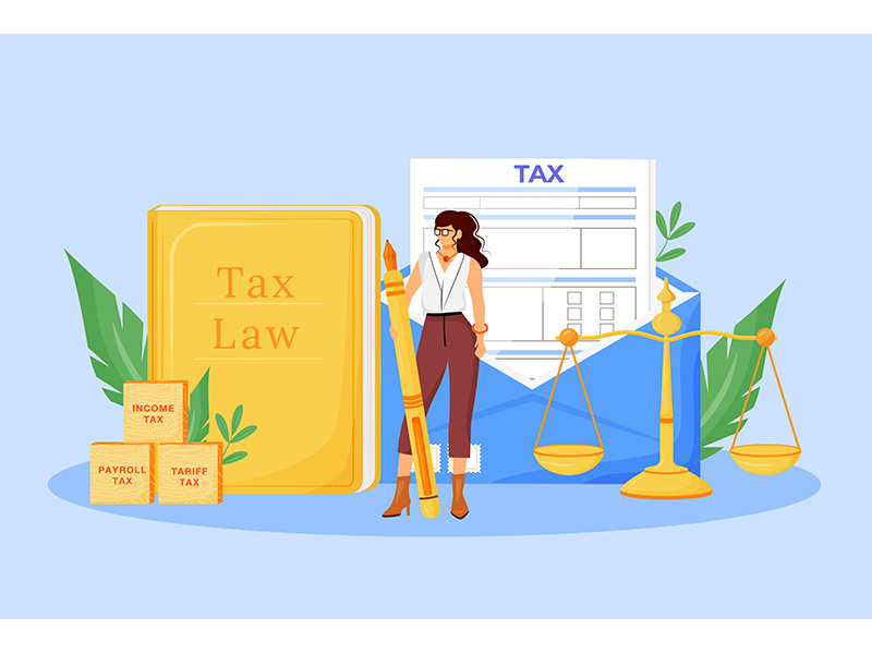 Tax payment expert flat concept vector illustration