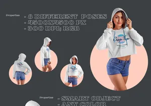 Women Crop Top Hoodie MockUp