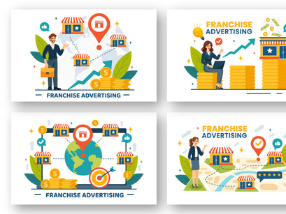 12 Franchise Advertising Business Illustration