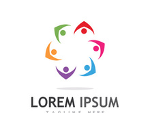 Community of people logo design with creative idea.
