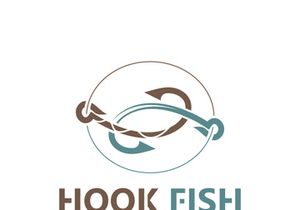 Hook Fishing logo simple and modern vintage rustic vector design style template illustration