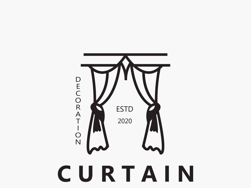 Curtain logo decoration style minimalist elegant vector design illustration