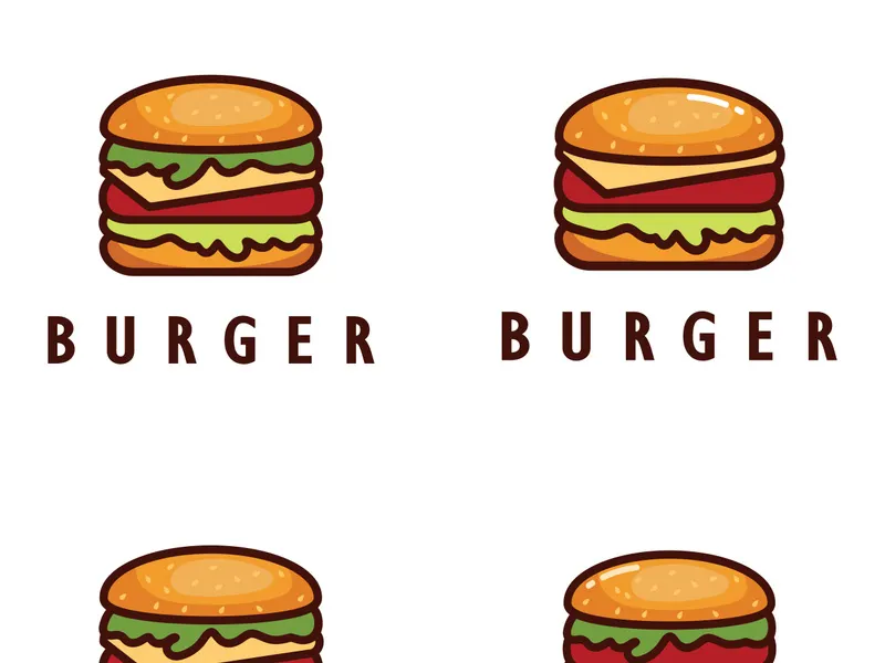 Burger logo illustration, restaurant emblem, cafe, burger and factory label, fast food, vector