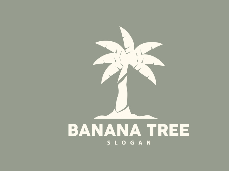 Banana Tree Logo, Banana Tree Simple Silhouette Design