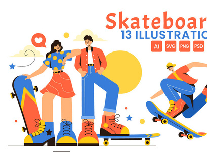 13 Skateboard Sport Illustration