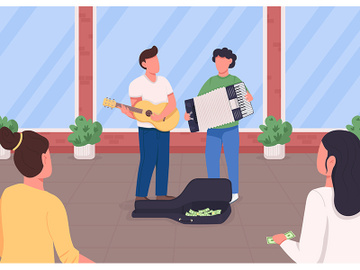 Street musicians flat color vector illustration preview picture