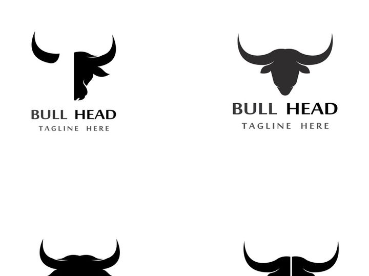 Retro vintage bull head horns logo design.
