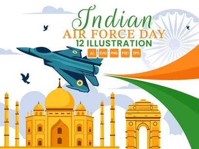 12 Indian Air Force Day Illustration