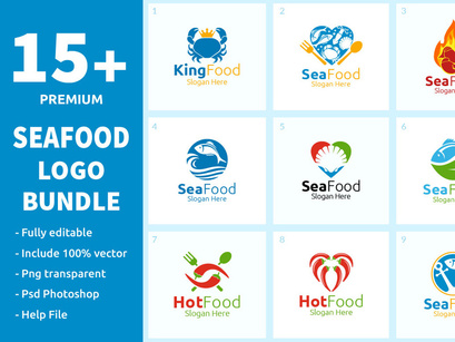 15+ Seafood Logo Bundle