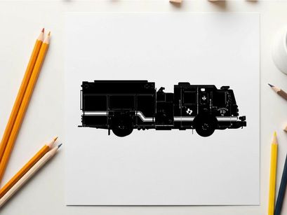 Silhouette of a fire truck vehicle emergency response