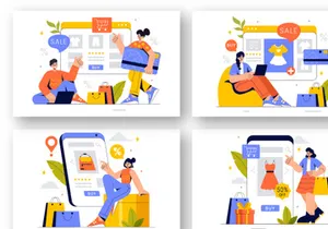 9 Online Shopping Illustration