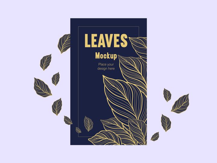 invitation card template, wedding floral leaves
