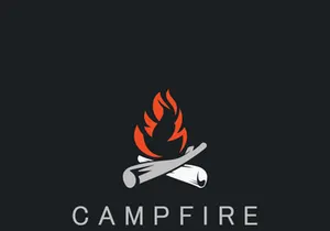 Campfire logo Vintage adventure Wildlife design camping wood fire