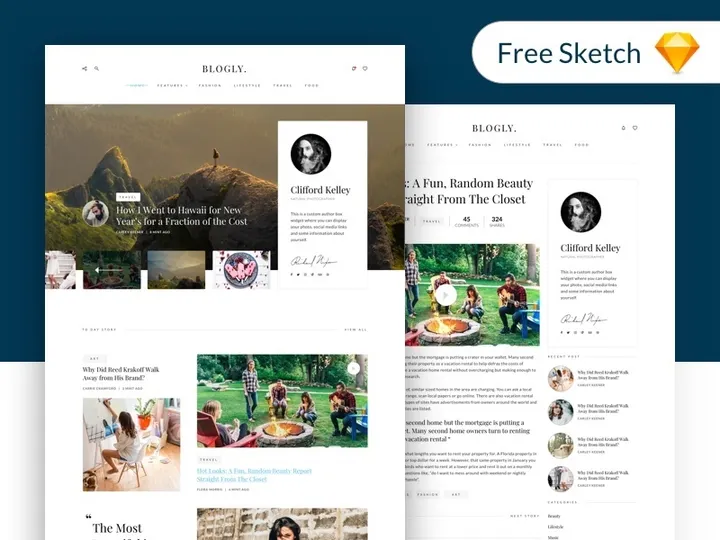 Blogly Theme - free Sketch