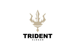 Neptune Poseidon Trident Logo, Spear Simple Vintage Template Design