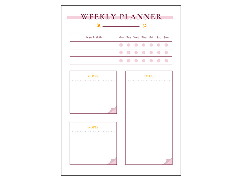 Cute weekly planner minimalist planner page design
