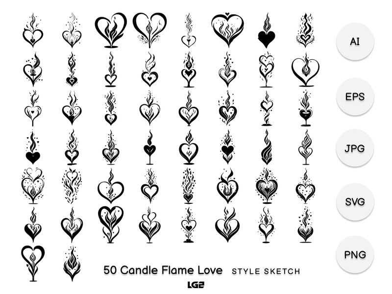 Candle Flame Love Element Draw Black