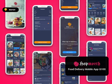 Hopmorth-Restaurant Mobile App UI Kit Dark Version (SKETCH) preview picture