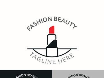 Lipstick logo design for makeup fashion shop and beauty vector cosmetic design template preview picture