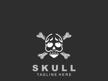 Skull skeleton logo Design vintage Template Idea on black background preview picture