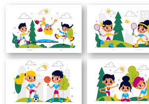 10 Happy Kids Exercise Illustration