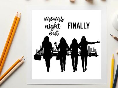 Silhouette of four women on moms night out finally adventure together