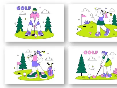 10 Golf Sport  Vector Illustration