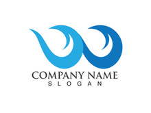 Blue water wave logo design template