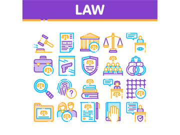 Law And Judgement Collection Icons Set Vector preview picture