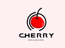 Cherry Fruit logo, Red Colored plant vector illustration, Fruit Shop Design, Company, Sticker, Product Brand
