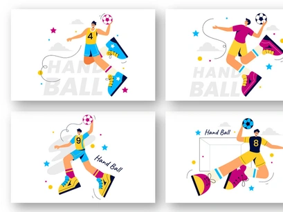 8 Handball Sports Illustration