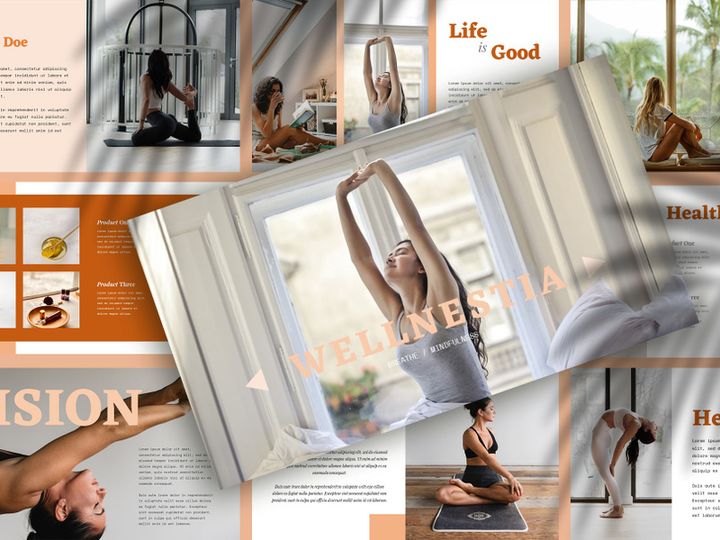 WELLNESTIA | Yoga Modern Retro Pastel PowerPoint Template