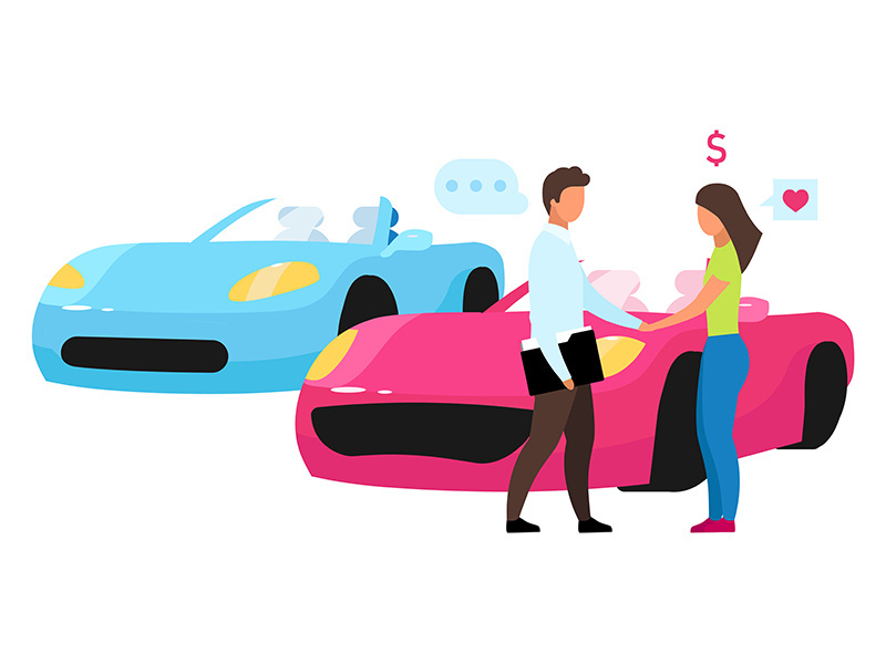 Car dealership flat vector illustration