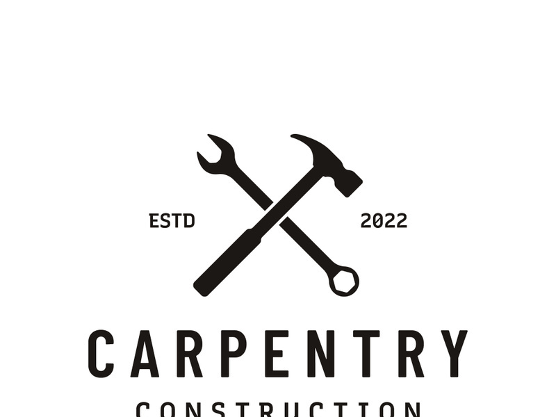 Vintage retro crossed hammers logo.